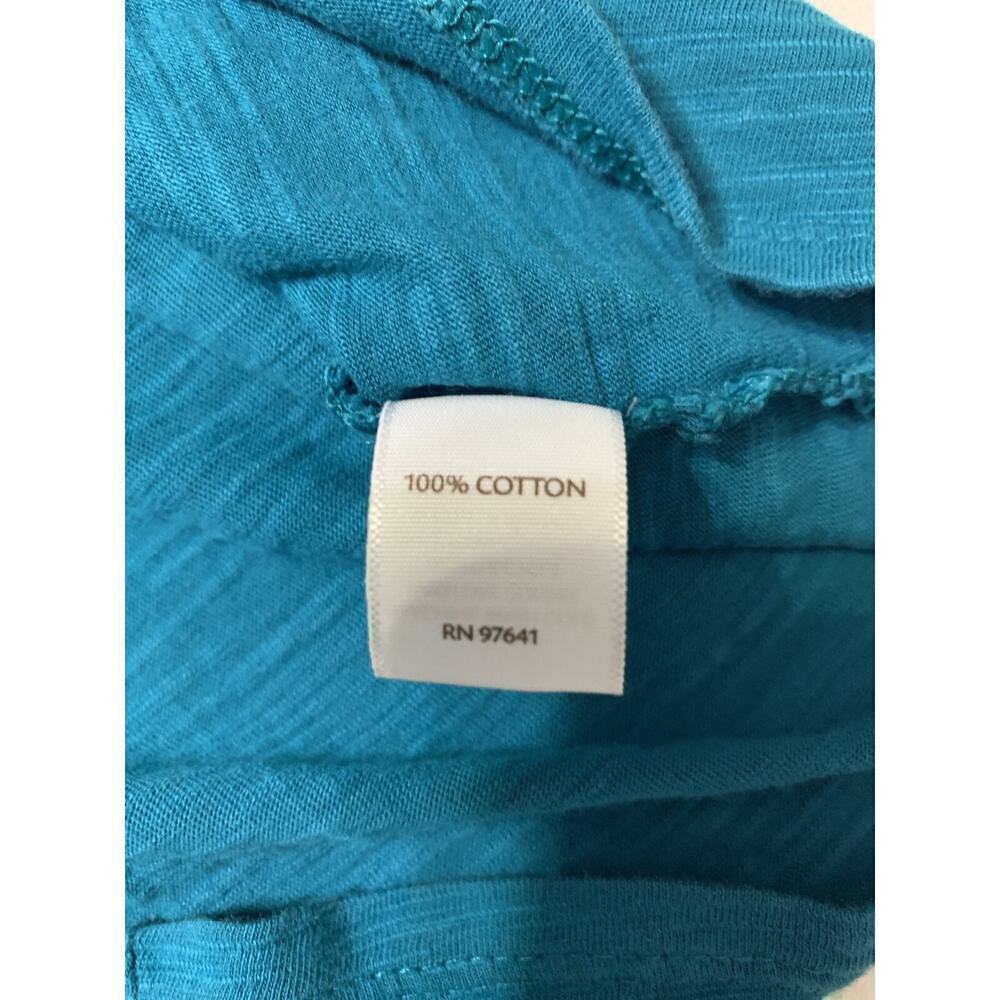 J Jill Tunic Top XlL 100% Cotton Teal Blue Long sleeve Button Front Coastal - Picture 8 of 9